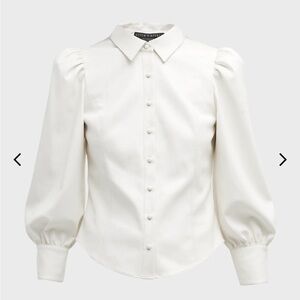Alice + Olivia Cream Puff Sleeve Blouse